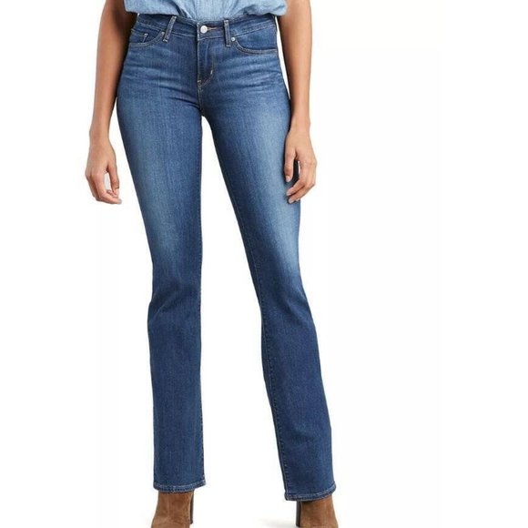 Womens Levis 715 Bootcut Jeans 14 Western Midrise Blue Denim 5 Pocket - Picture 1 of 6